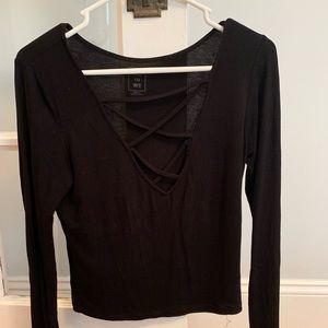 black crossed plunge top